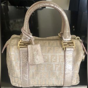 Rare Vintage Fendi Mini Metallic Zucchino Bauletto Bag